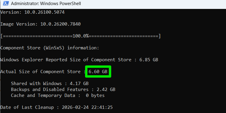 重置 WinSxS 文件夹