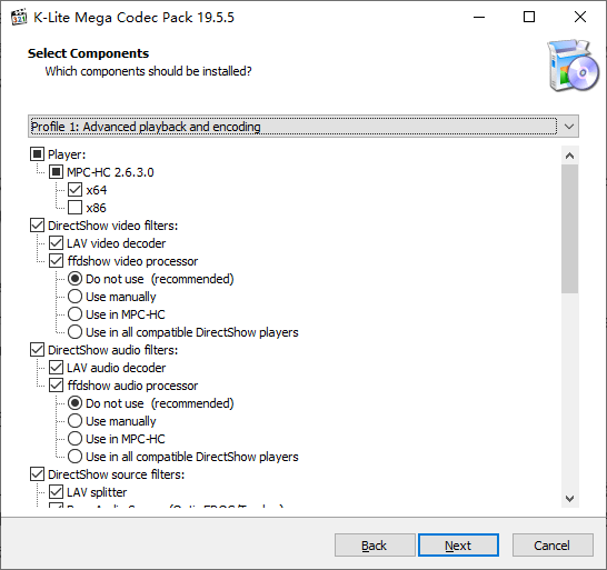 全新安装 K-Lite Codec Pack