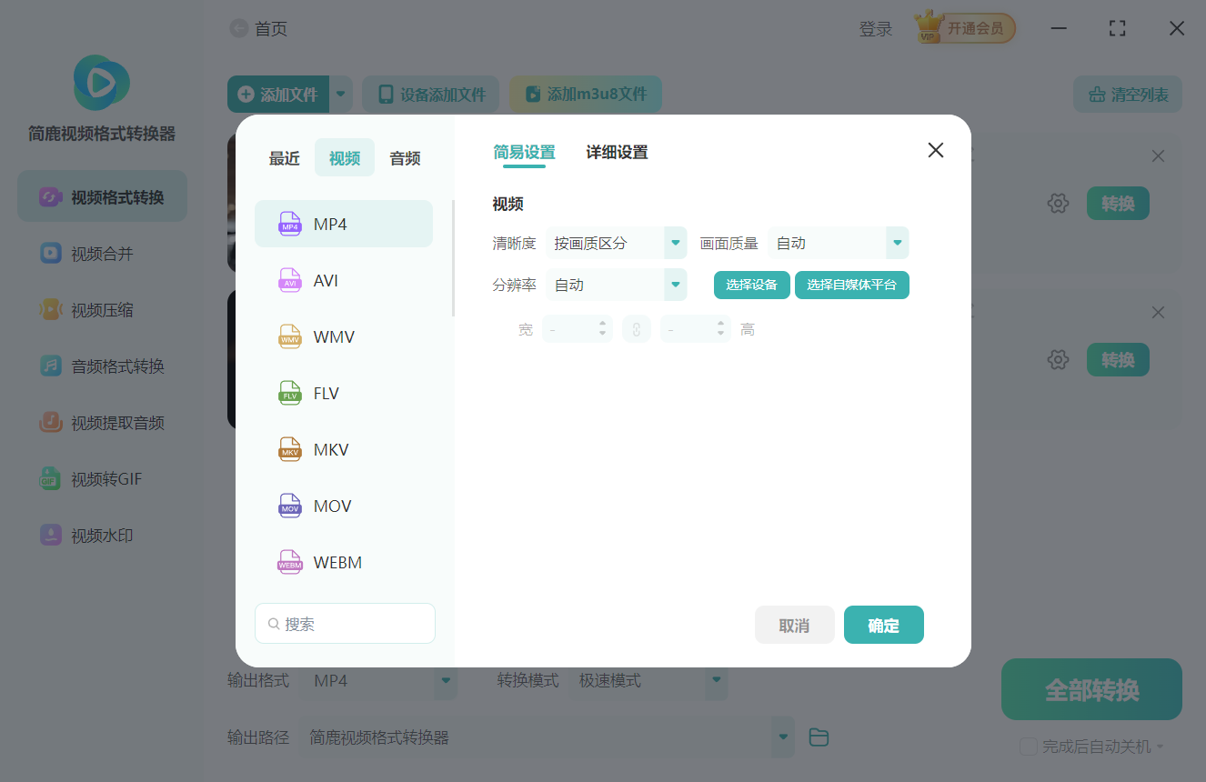 设置 MP4 输出格式