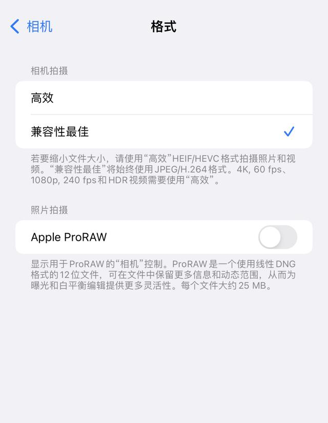 iPhone 相机录制格式