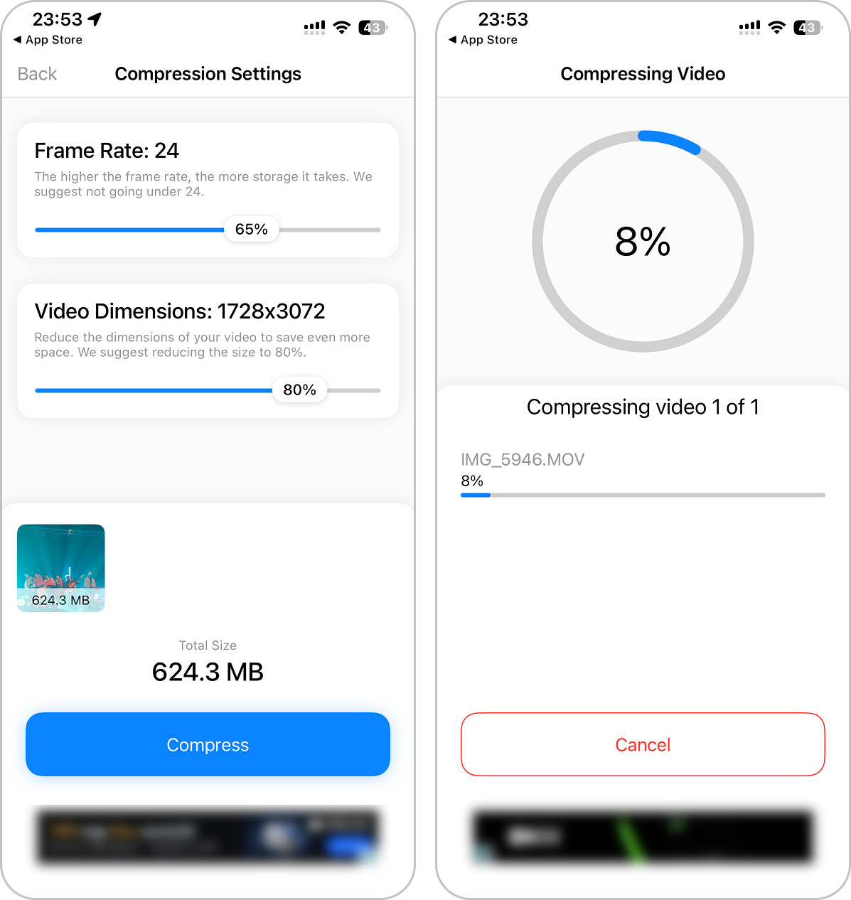 设置视频压缩参数
