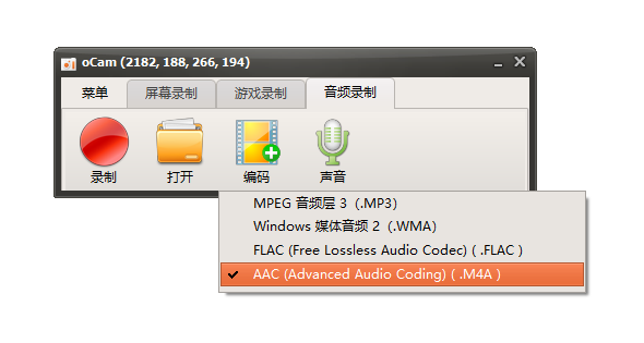 选择 AAC 音频编码