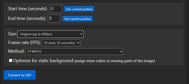 设置 GIF 输出参数