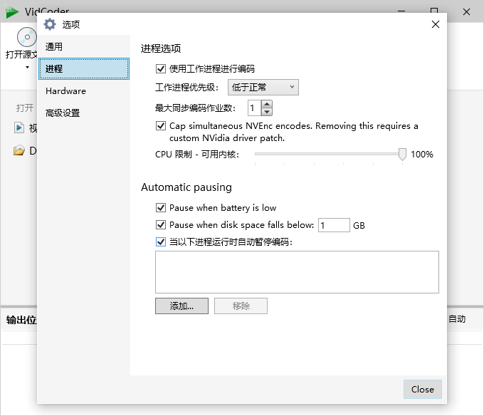 VidCoder 高级选项