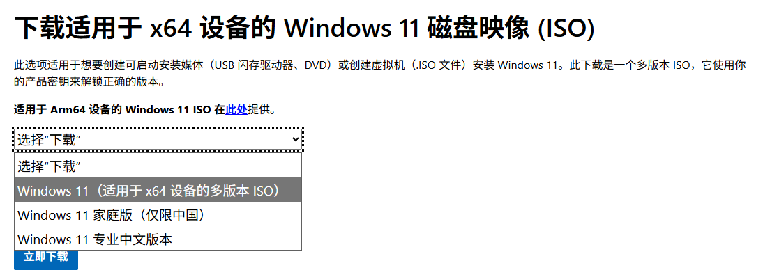 下载 Windows 11 镜像
