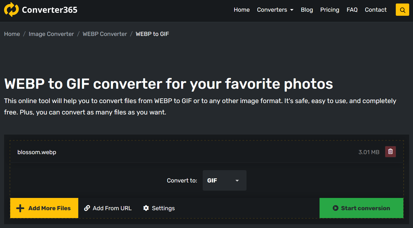 在线转换 WebP 为 GIF 图像
