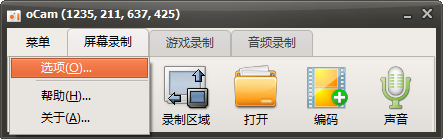 打开 oCam 设置