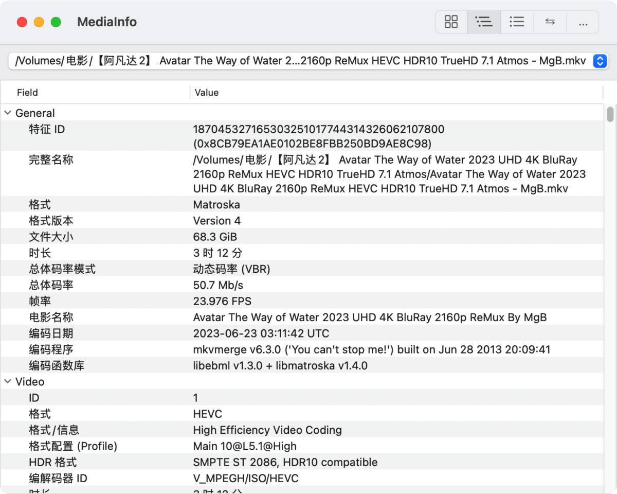 MediaInfo 查看视频码率