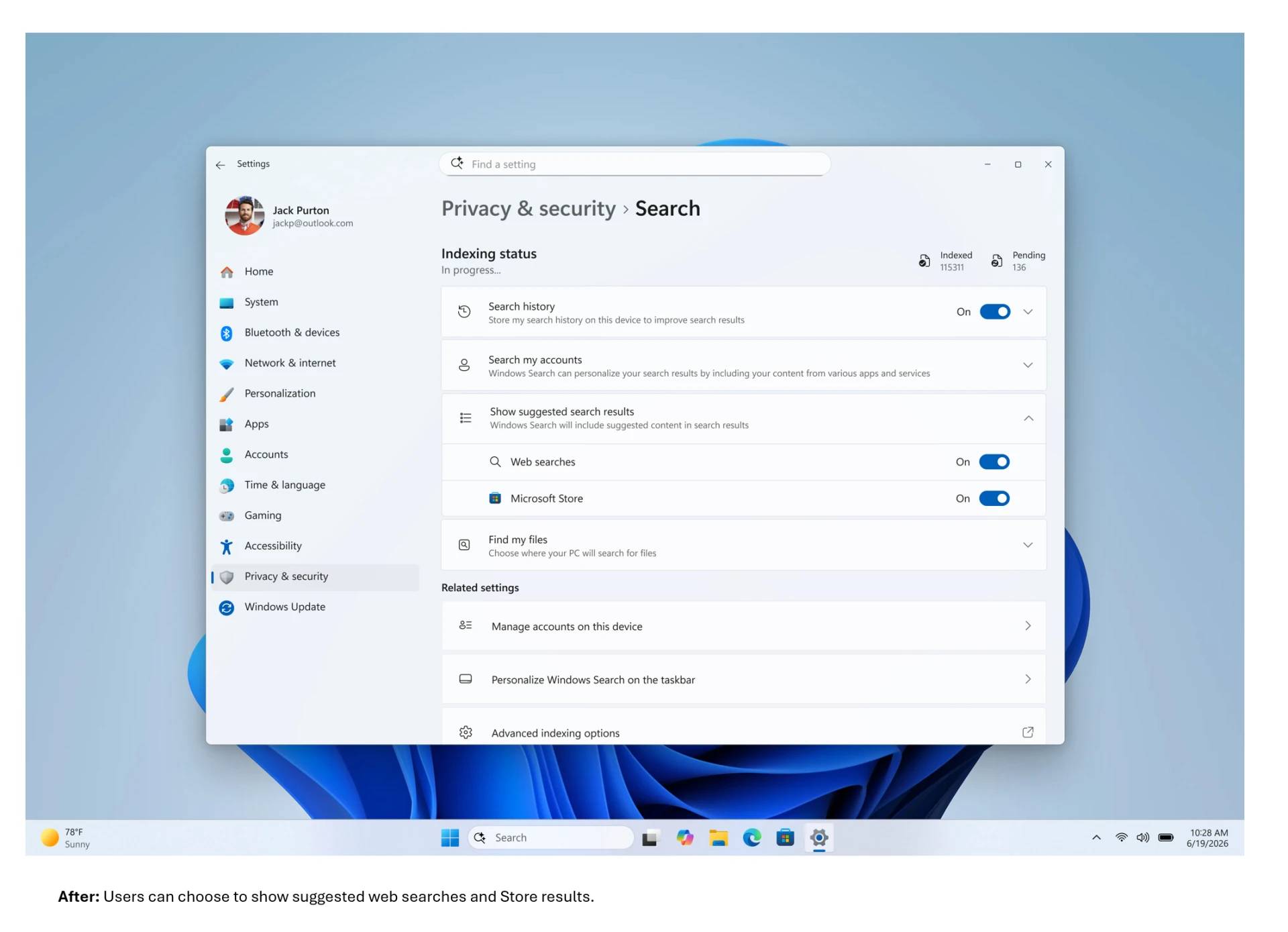 Windows 11 搜索菜单改进