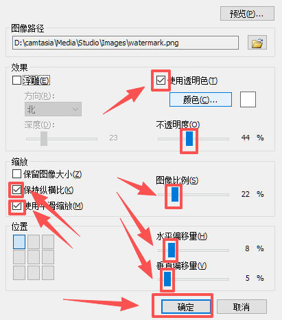 Camtasia 设置水印相关参数