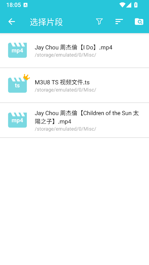 选择 TS 视频文件