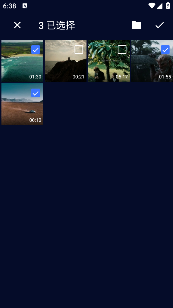 添加想要合并的视频文件