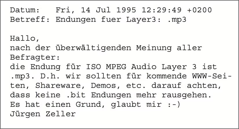 弗劳恩霍夫团命名 MP3 的邮件