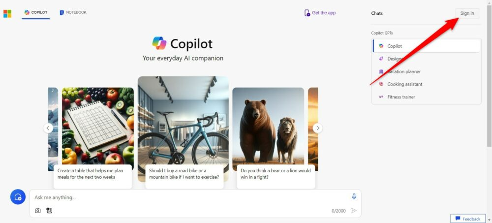 登录 Microsoft Copilot