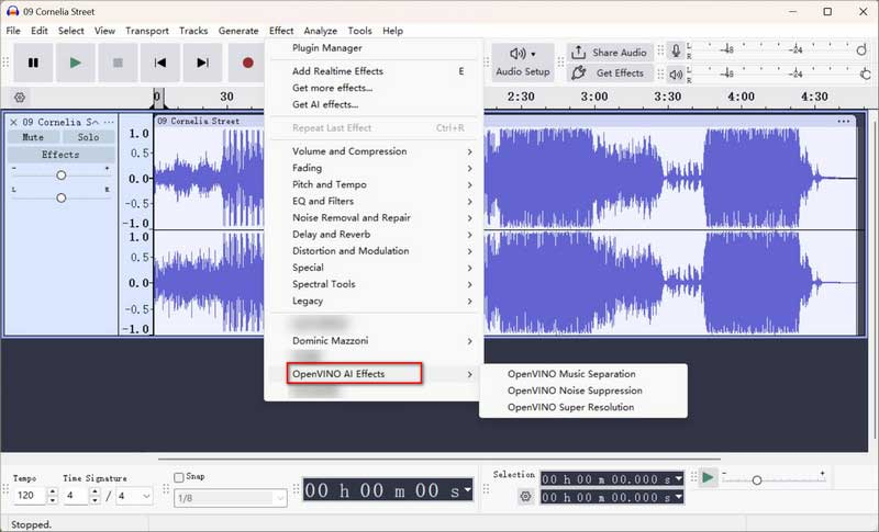 选择 OpenVINO Music Separation