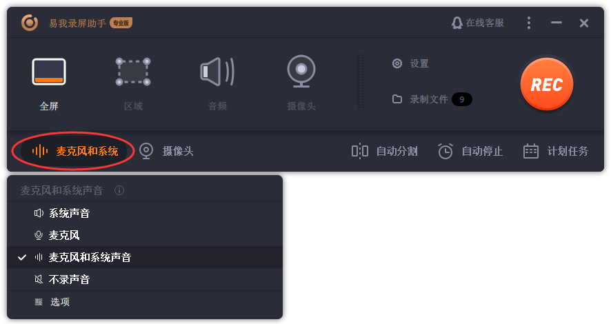 设置录音类型