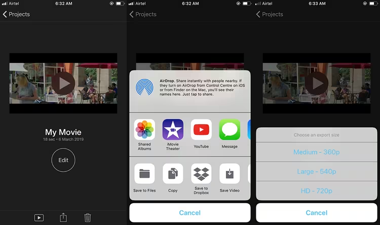 iMovie 压缩手机视频
