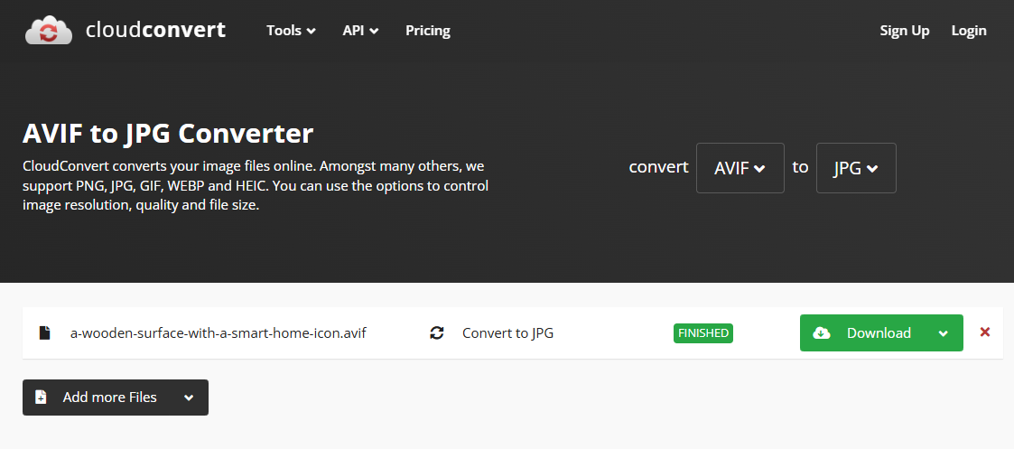 开始转换 AVIF 为 JPG 格式