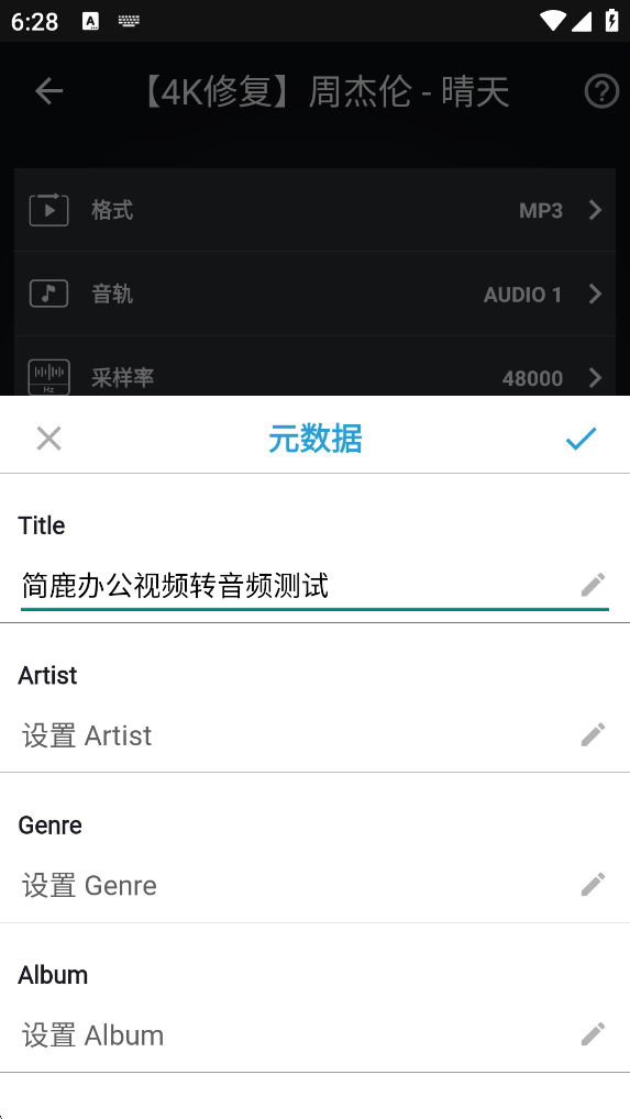 输入音频元数据