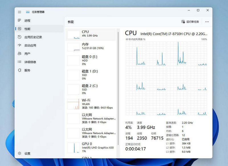 Windows 任务管理器 CPU
