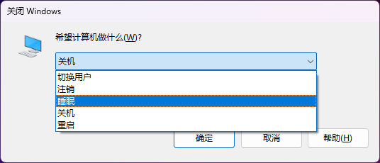 Windows 11 进入睡眠模式三