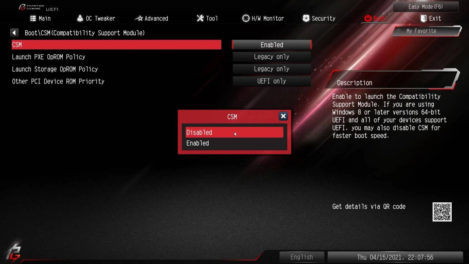 Bios CSM 开启步骤