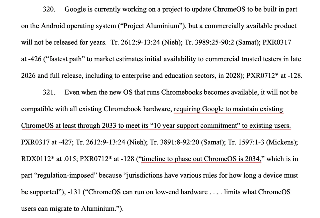 ChromeOS 终止日期