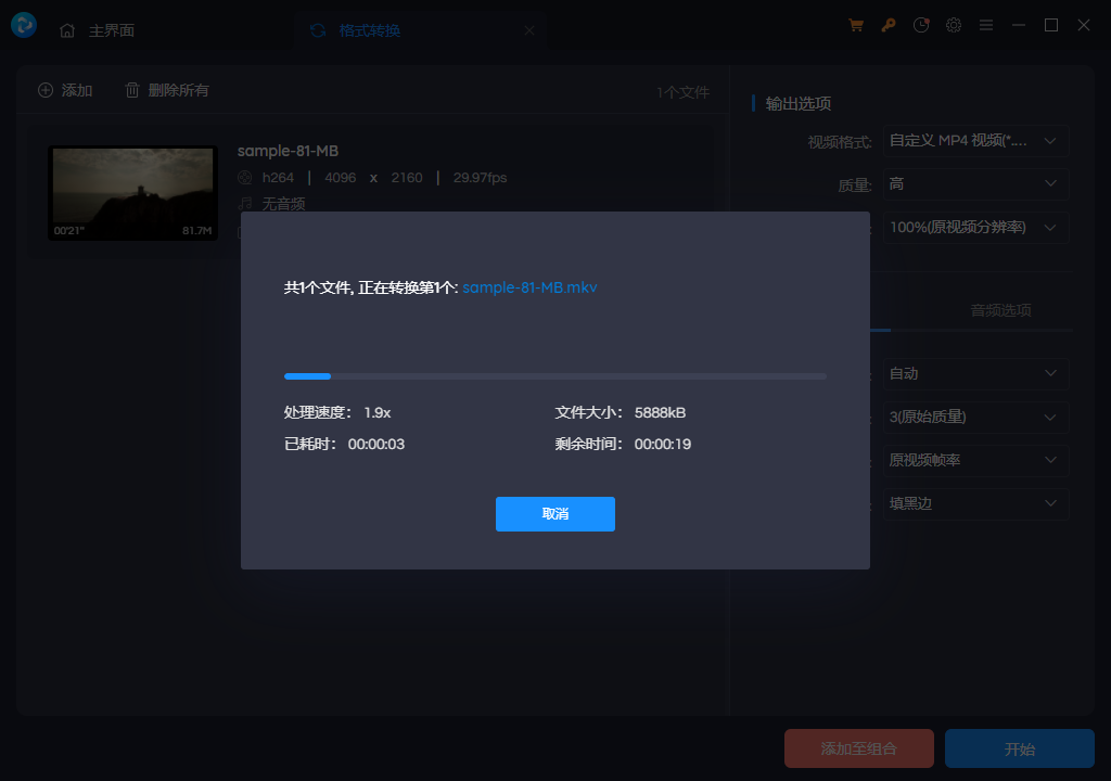 开始批量转换 MKV 视频