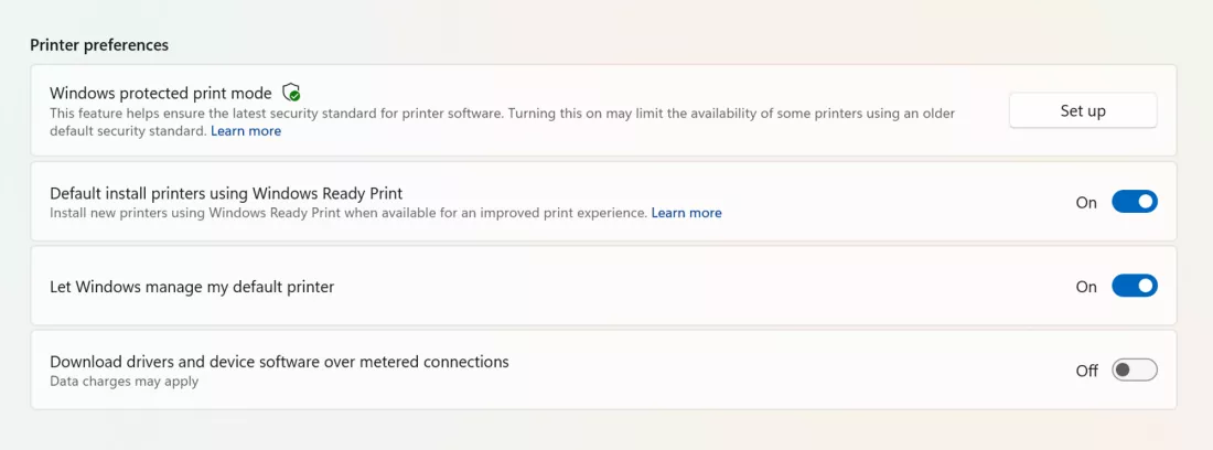 Windows 打印机设置